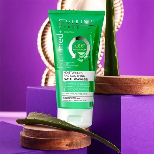 Gel pentru curatarea fetei, Eveline Cosmetics  Facemed+ cu Aloe Vera, Moisturising and Soothing 3in1, 150 ml