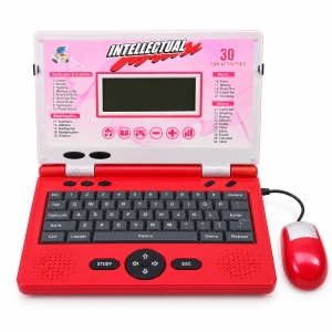 Laptop educational interactiv pentru copii, 30 de functii, ecran LCD, tastatura si mouse, rosu-roz