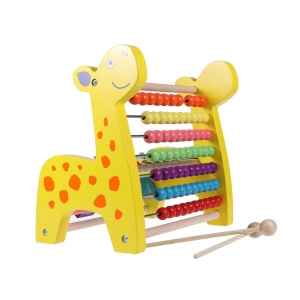 Numaratoare, Xilofon si Cuburi de Invatare, din Lemn, Multicolor - Jucarie Educativa Giraffa