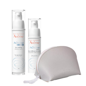 Pachet Avene Crema de noapte cu efect exfoliant A-Oxitive 30ml, Ser antioxidant de protectie A-Oxitive 30 ml + Cadou portfard