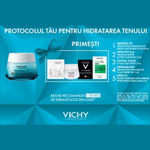 Pachet crema intens hidratanta 72h Mineral 89, 50 ml, Vichy