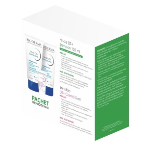 Pachet Sampon Node DS+, 2 x 125 ml + Crema Sensibio DS, 5 ml, Bioderma