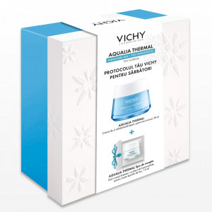 Pachet Vichy Aqualia Thermal crema de fata pentru ten normal, 50 ml + Gel hidratant de noapte Vichy Aqualia Thermal SPA, 15 ml