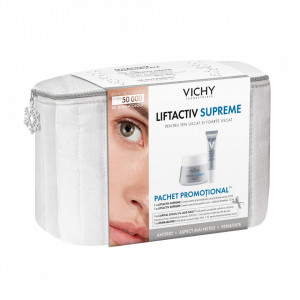 Pachet Vichy Crema antirid pentru ten uscat Liftactiv Supreme, 50 ml + Crema contur ochi Liftactiv Supreme, 15 ml