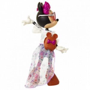 Papusa Minnie Mouse cu bentita cu flori lateral