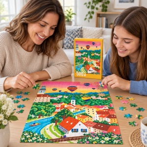 Puzzle Oras cu baloane cu aer cald, 500 piese, peisaj colorat, multicolor - Img 3
