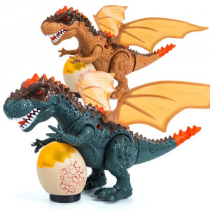 Robot dinozaur Tyrannosaurus are ochi stralucitori care lumineaza