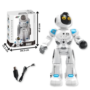 Robot inteligent pentru copii, Cu telecomanda, 50 de miscari, Senzori de atingere, Activare sunet, Expresii faciale, Sunete si lumini, Ariculatii mobile