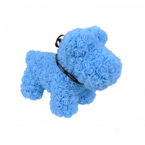 Rose Puppy - Catelus floral 40 cm decorat manual cu trandafiri spuma in cutie - Img 1