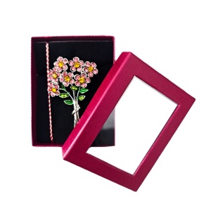 Set 12 brose martisor buchet de flori cu pietre colorate si ambalaj elegant