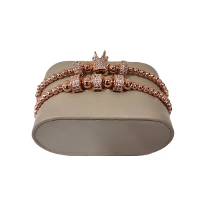 Set 2 bratari Royal din otel inoxidabil si zirconiu, Unisex, rosegold - Img 2