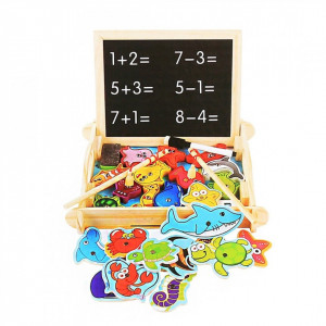 Set 2 in 1 pescuit magnetic si tabla de scris din lemn