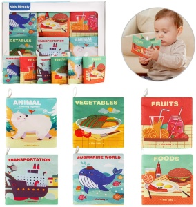Set 6 carti educationale, senzoriale, textile pentru bebelusi