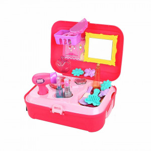 Set accesorii de frumusete pentru fetite, depozitate in gentuta cu maner, 21 piese