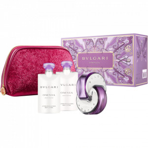 Set cadou Bvlgari Omnia Amethyste 65 ml Apa de Toaleta + 2 x 75 ml Lotiune de Corp + Geanta
