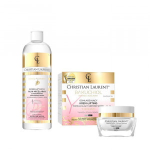 Set cadou Crema de fata, Christian Laurent, bioBakuchiol Y-Reshape, Rejuverating and Skin Density Improving Cream-Lifting 60+ 50 ml + Lotiune micelara Royal Flowers Exclusive, 500 ml