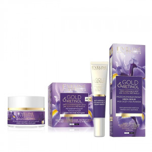 Set cadou Eveline Cosmetics Crema antirid regeneratoare nutritiva Gold And Retinol 40 +, 50 ml + Cremă ser antirid pentru zona ochilor Gold And Retinol, 20 ml - Img 2