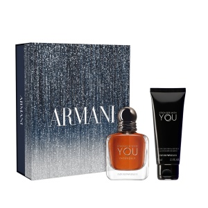 Set cadou Giorgio Armani Stronger With You Intensely, Apa de Parfum, Barbati, 50 ml + Gel de dus 75 ml