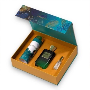Set cadou Khadlaj Island, Barbati, Extract de Parfum, 100 ml + 10 ml si Spray de corp, 200 ml