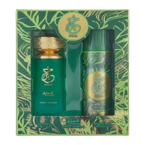 Set cadou Khair Pistachio Paris Corner, Femei, Apa de Parfum, 100 ml + Deodorant Spray, 200ml