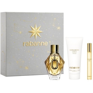 Set cadou Paco Rabanne Million Gold, Femei, Apa de Parfum, 50 ml + Lotiune de corp, 100 ml + Mini Apa de Parfum, 10 ml