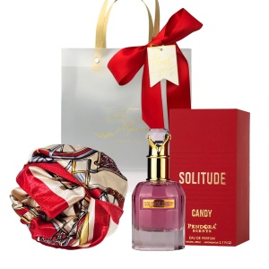 Set cadou Paris Corner, Pendora Scents Solitude Candy Apa de Parfum, Femei, 100 ml + esarfa satinata