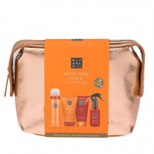 Set cadou RITUALS The Ritual of Happy Buddha, Spuma de dus 50 ml + Crema de corp 70 ml + Exfoliant pentru corp 70 ml + Parfum pentru camera 50 ml + Geanta cosmetica