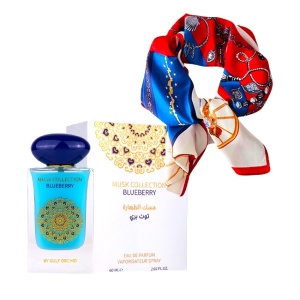 Set cadou Thalina cu Apa de Parfum Gulf Orchid Blueberry, Unisex, 60 ml si esarfa 