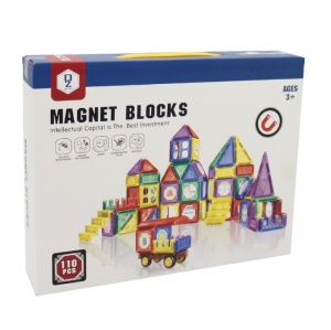Set de constructie, Magnet Blocks, 3 ani+, 110 piese, Multicolor