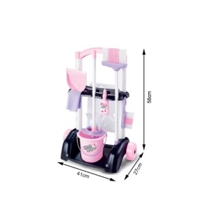 Set de Curatenie pentru Copii, cu Accesorii si Carucior, Little Helper, 56 cm
