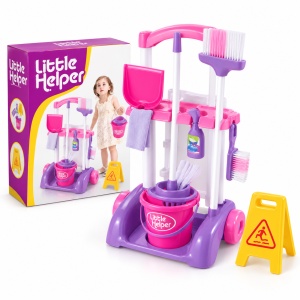 Set de joaca Little Helper cu carucior de curatenie si 12 accesorii, roz-mov, 3+ ani - Img 3