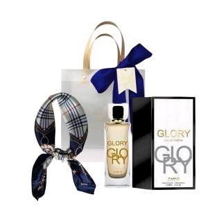 Set Glory Fariis, Apa de Parfum, Femei, 80 ml + Esarfa satinata + Punga cadou