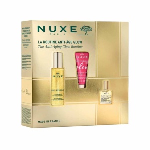 Set Nuxe Anti-Aging Glow Routine – Super Serum [10] 30 ml, Crema Merveillance Lift Glow 15 ml, Ulei Huile Prodigieuse Riche 10 ml