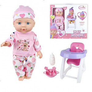 Set Papusa Tutu Pink cu scaun de masa si accesorii