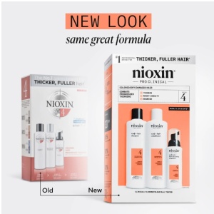 Set pentru par fin dramatic subtiat Nioxin System 4, Sampon, 300 ml + Balsam, 300 ml + Tratament, 100 ml