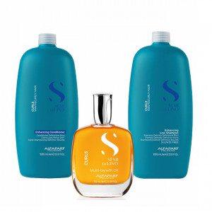 Set pentru par ondulat Alfaparf Curls Sampon 1000 ml + Balsam 1000 ml + Ulei pentru netezire 100 ml - Img 2