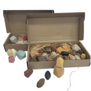 Set Pietre Colorate Din Lemn, Montessori, pentru stivuit, 