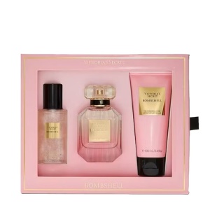 Set Victoria's Secret Bombshell, 50ml Apa de parfum + 75 ml Spray de corp + 100ml Lotiune de corp, Femei