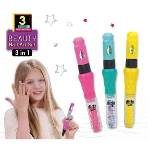 Studio Nail Art pentru Fete - Set de Infrumusetare 3 in 1 cu Uscator, Markere si Accesorii pentru Manichiura Creativa