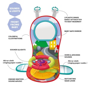 Volan Bebe cu Sunete si Efecte Simulate de Condus, Jucarie Interactiva 3 in 1 