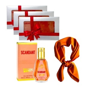3 x Set Elysa – Parfum Fragrance World Scandant Belle Celine Women 50ml, Esarfa satinata portocalie