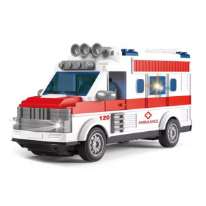 Ambulanta de jucarie cu telecomanda, efecte luminoase si sonore