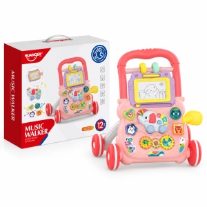 Antepremergator interactiv Music Walker, cu tabla de desen, muzica si centru de activitati, roz, 40,5 cm. 12 luni+ - Img 2