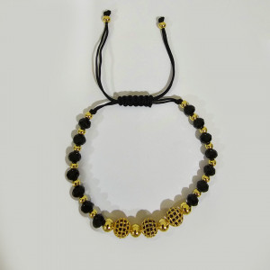 Bratara Sparkle din otel inoxidabil si Onix, Unisex, gold