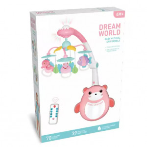 Carusel muzical patut bebelusi Lovely Honey Bear, proiectie stelute si telecomanda