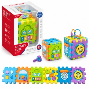 Cub educativ multifunctional 6 in 1 pentru copii, cu activitati senzoriale si motricitate fina, 18 luni+ - Img 4