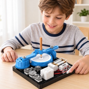 Joc educativ Byjarda, aparat de desen cu angrenaje si circuite electrice, 36 piese, 8 ani+ - Img 4