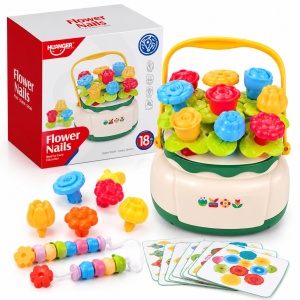 Joc educativ pentru bebelusi Cos cu flori colorate, 18 luni+ - Img 3