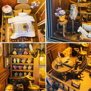 Kit Book Nook - Casuta Miniatura DIY cu Lumini LED, Puzzle 3D din Lemn, Decor pentru Biblioteca