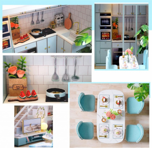 Kit DIY de Miniaturi pentru Casa de Papusi - Apartament Mic cu Mobilier, Ideal pentru Prieteni, Copii si Adulti